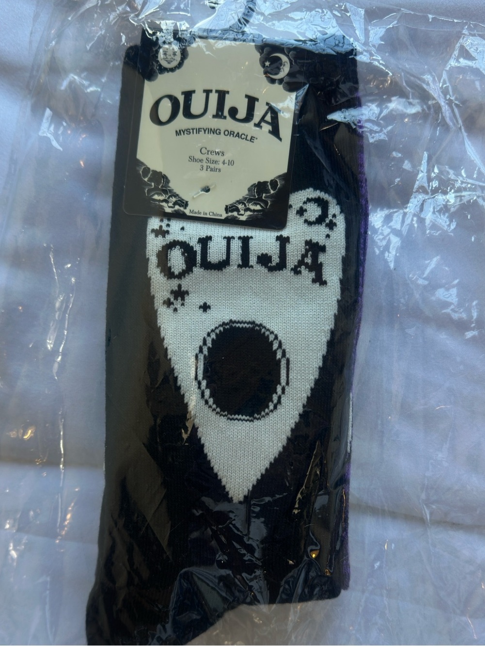 Hot Topic Black & White Ouija Planchette Crew Socks